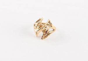 Property of a lady - a modern 14ct yellow gold dress ring, approximately 5.3 grams, size N.