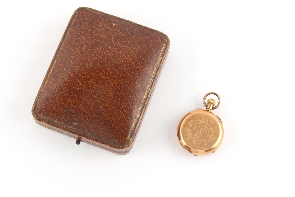 Property of a lady - a late 19th / early 20th century 18ct gold open faced fob watch, keyless - Image 2 of 3