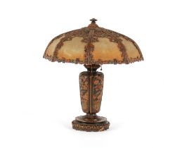 Property of a deceased estate - an early 20th century chinoiserie style painted metal table lamp