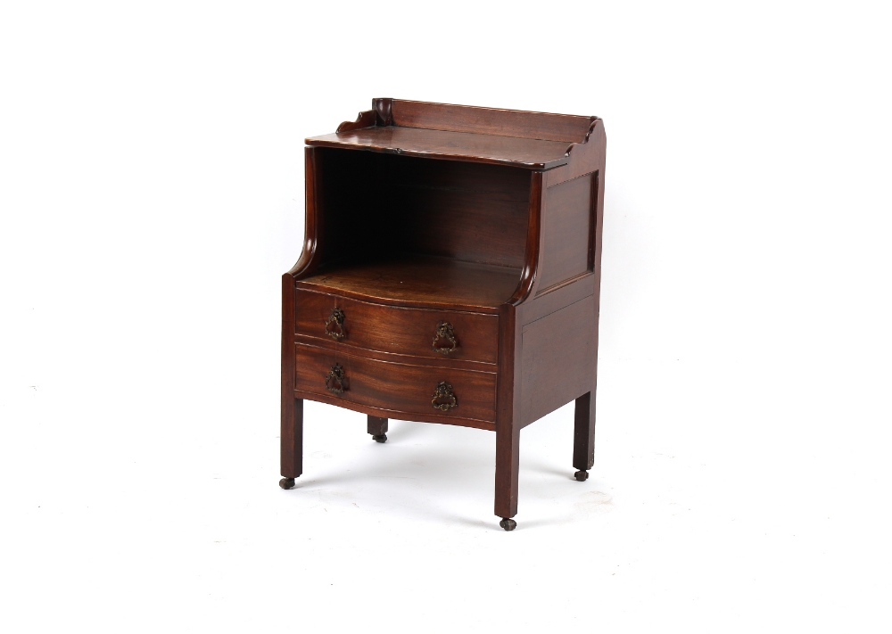 Property of a deceased estate - a George III mahogany commode with hinged shelf & liner cover, on
