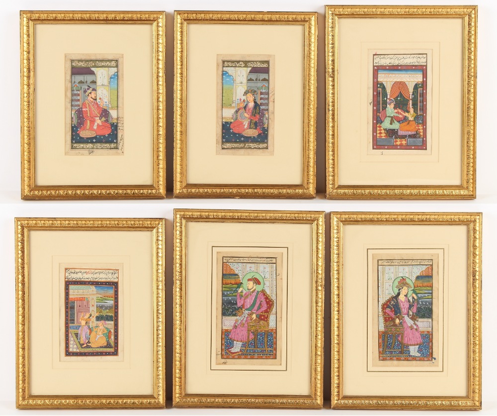 Property of a gentleman - Indian school, 19th century - six illuminated manuscript pages, in