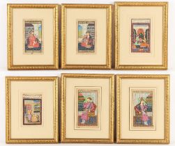 Property of a gentleman - Indian school, 19th century - six illuminated manuscript pages, in