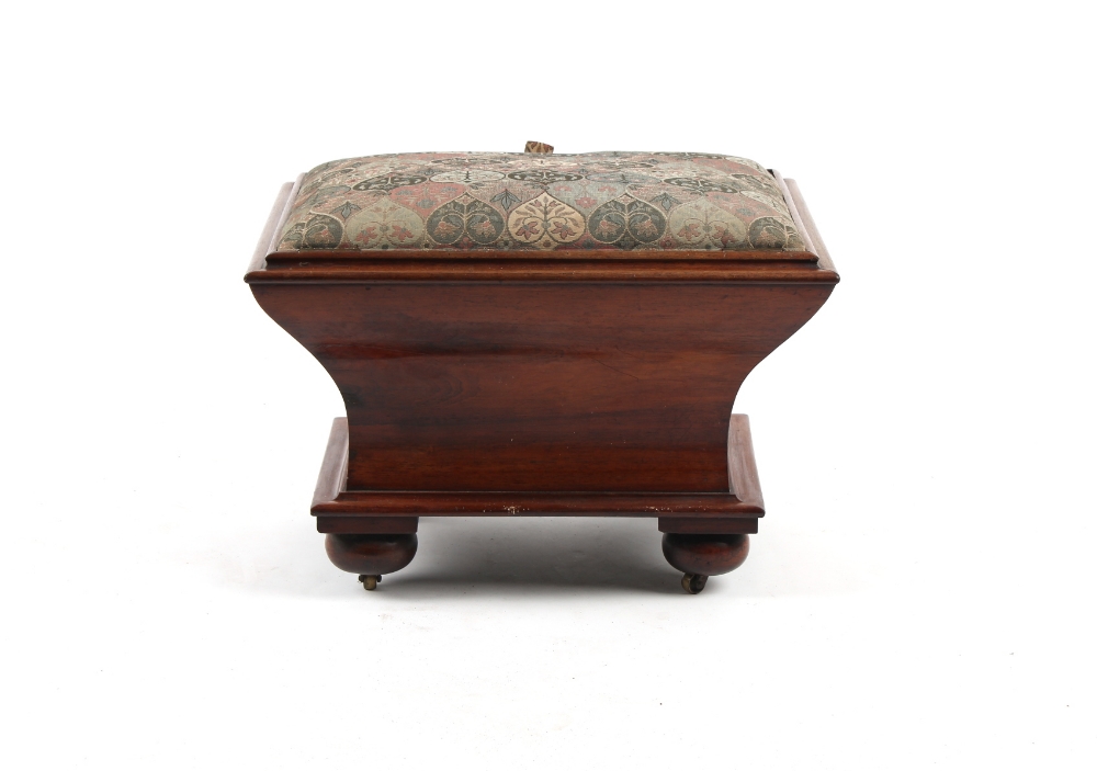 Property of a gentleman - an early Victorian rosewood & upholstered box ottoman, of sarcophagus - Image 3 of 3