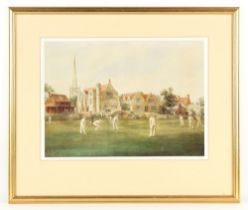Property of a gentleman of title - after F.P. Barraud - 'CRICKET AT REPTON' - limited edition print,