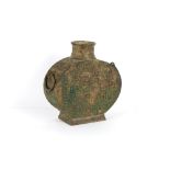 Property of a gentleman - a Chinese archaistic bronze moon flask, with ring handles, drilled through