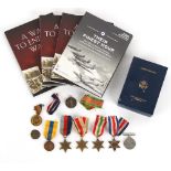 Property of a gentleman - a group of five WWII military medals, with ribbons; together with three