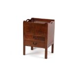 Property of a deceased estate - a George III mahogany tray-top commode, with two-door cupboard above