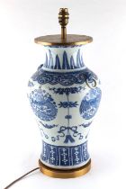 Property of a lady - a Chinese blue & white baluster vase, 19th century, decorated with dragon &
