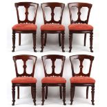 Property of a lady - a set of six Victorian mahogany campaign dining chairs, with drop-in seats &
