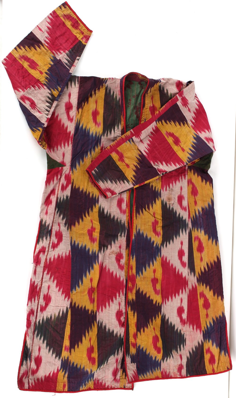 Property of a lady - two Uzbekistan or Afghanistan silk ikat robes or chapans, the larger with - Image 3 of 7