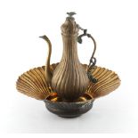 Property of a deceased estate - a Middle Eastern Ottoman Islamic brass ewer & basin, 18th / 19th