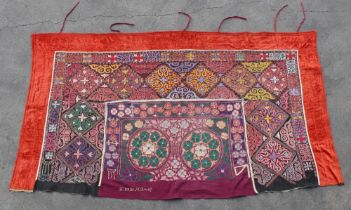 Property of a gentleman - a Kazakh Tuskiiz embroidered yurt wall or door hanging, with added panel