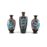 Property of a lady - a pair of Japanese cloisonne square section baluster vases, early 20th century,