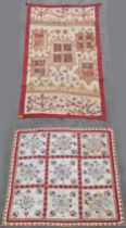 Property of a lady - an Indian silk embroidered cotton hanging, probably Rajasthan, with nine