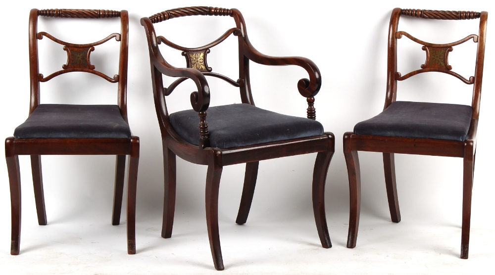 Property of a deceased estate - a set of six early 19th century Regency period mahogany & brass - Image 2 of 3