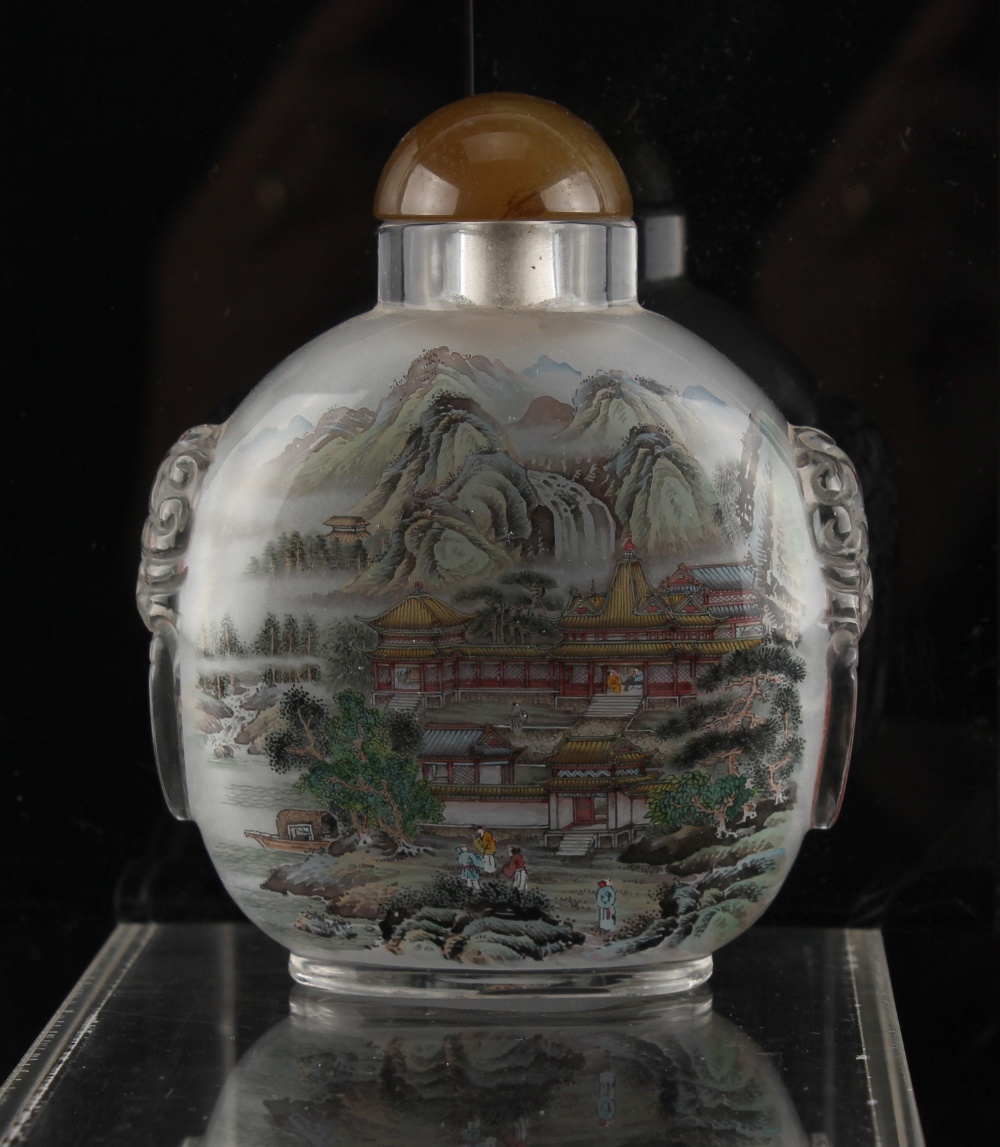 Property of a deceased estate - a large Chinese inside painted glass snuff bottle, of slightly - Image 2 of 3