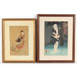 Property of a gentleman - two Japanese woodblock prints, one depicting an actor as a Samurai