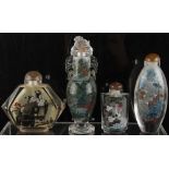 Property of a deceased estate - four Chinese inside painted glass snuff bottles, the largest of