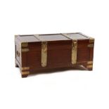 Property of a gentleman - a Chinese camphorwood & brassbound trunk, mid 20th century, with