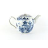 Property of a lady - a late 18th Chinese blue & white exportware teapot, with moulded spout &