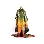 Property of a lady - a bright & colourful Japanese silk wedding kimono or robe.