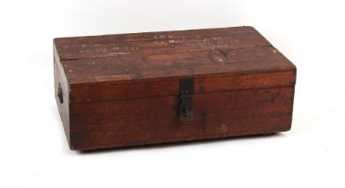 Property of a gentleman - a late 19th / early 20th century teak low trunk, 34.75ins. (88.5cms.) wide