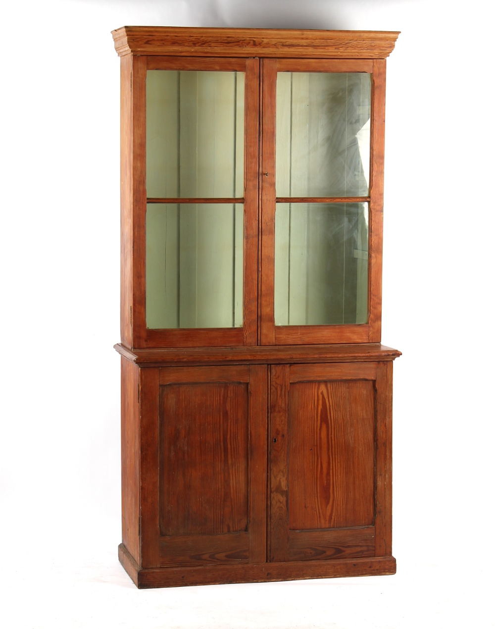 Property of a gentleman - a Victorian pitch pine two-part chiffonier bookcase, 43.75ins. (111cms.)
