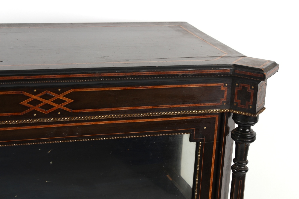 Property of a gentleman - a Victorian gilt metal mounted ebonised & walnut banded pier cabinet, - Image 2 of 2