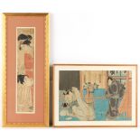Property of a gentleman - Japanese woodblock prints - Toyokuni Kunisada, a diptych depicting an