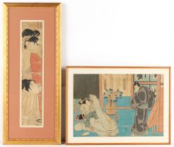 Property of a gentleman - Japanese woodblock prints - Toyokuni Kunisada, a diptych depicting an