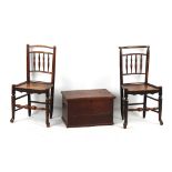 Property of a lady - two similar George III oak spindle-back country chairs; together with an 18th