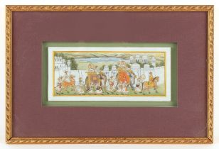 Property of a gentleman - Indian school - AN ELEPHANT PROCESSION - gouache on stone, in modern