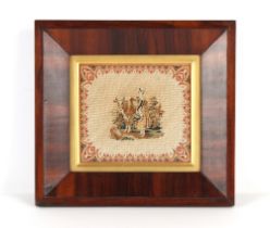 Property of a lady - a mid 19th century rosewood framed needlework picture of a Milkmaid & Cow, 12.