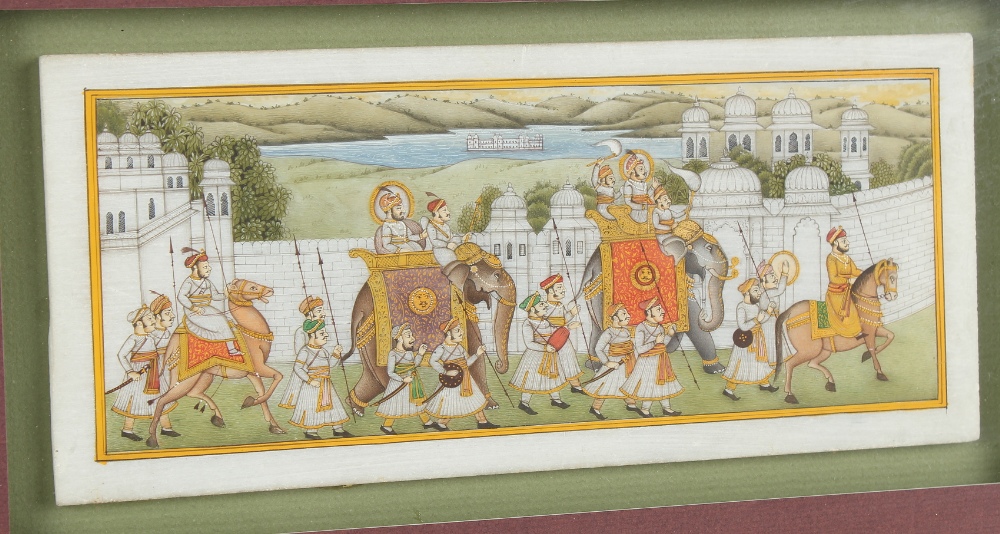 Property of a gentleman - Indian school - AN ELEPHANT PROCESSION - gouache on stone, in modern - Image 2 of 2