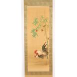 Property of a gentleman - a scroll painting on silk depicting Chickens & Bamboo, the painting 48
