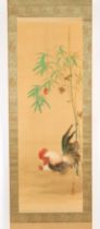 Property of a gentleman - a scroll painting on silk depicting Chickens & Bamboo, the painting 48