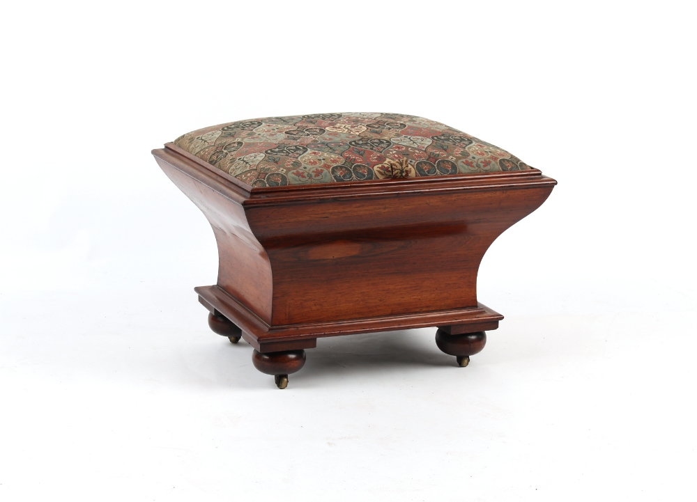 Property of a gentleman - an early Victorian rosewood & upholstered box ottoman, of sarcophagus