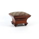Property of a gentleman - an early Victorian rosewood & upholstered box ottoman, of sarcophagus