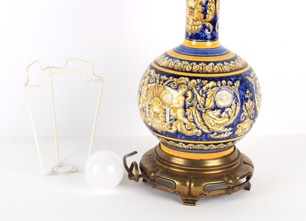 Property of a deceased estate - an Italian maiolica style bottle vase, adapted as a table lamp - Image 2 of 2