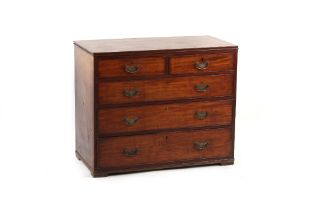 Property of a gentleman - a George III mahogany chest of two short & three long graduated drawers,