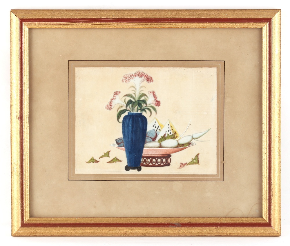 Property of a deceased estate - a 19th century Chinese painting on pith paper depicting a vase of