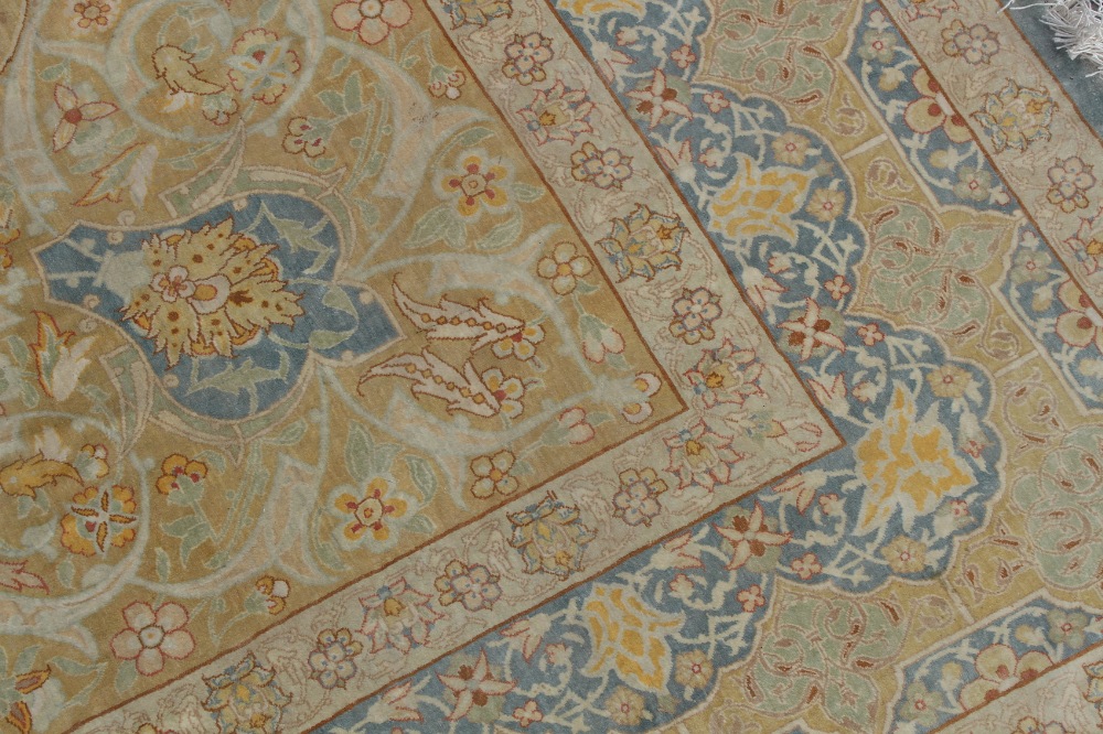 Property of a lady - a fine Persian Qum silk carpet, with pale blue ground, signed to one end - Image 3 of 5