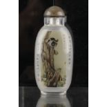 Property of a deceased estate - a Chinese inside painted glass snuff bottle, of slightly flattened