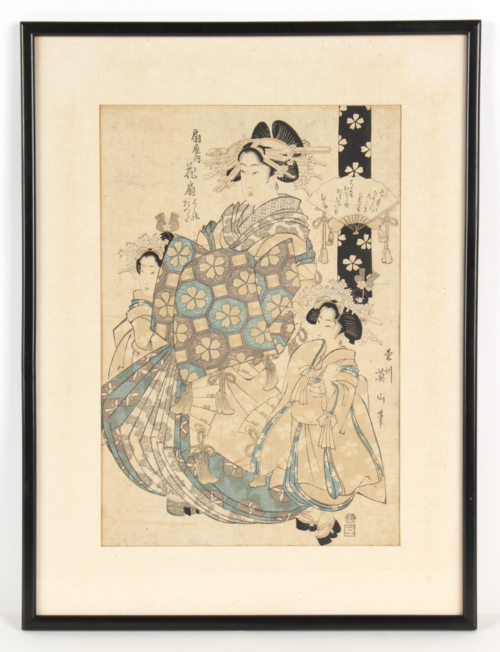 Property of a lady - Japanese woodblock print - Kikugawa Eizan (1787-1867) - Courtesan with