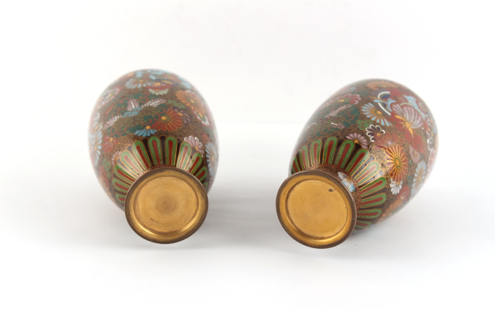 Property of a lady - a pair of Japanese cloisonne baluster vases, unmarked, condition good, 4. - Image 2 of 3