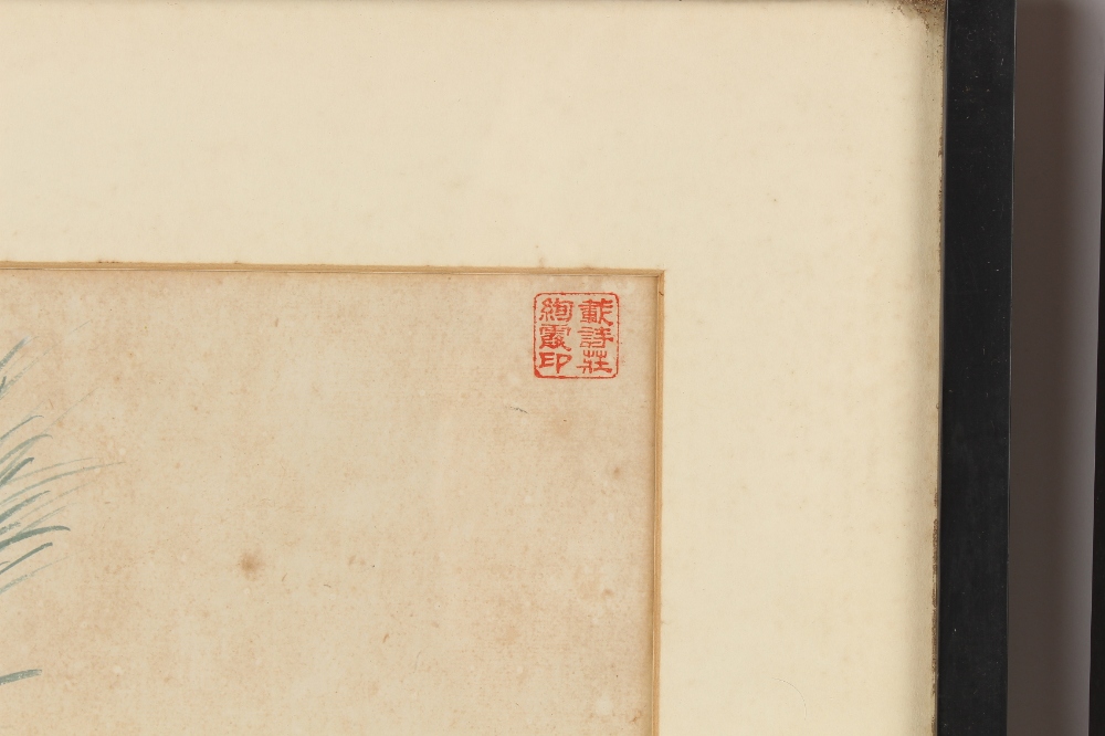 Property of a gentleman - two early 20th century Chinese paintings on paper, one depicting a bird on - Image 5 of 7