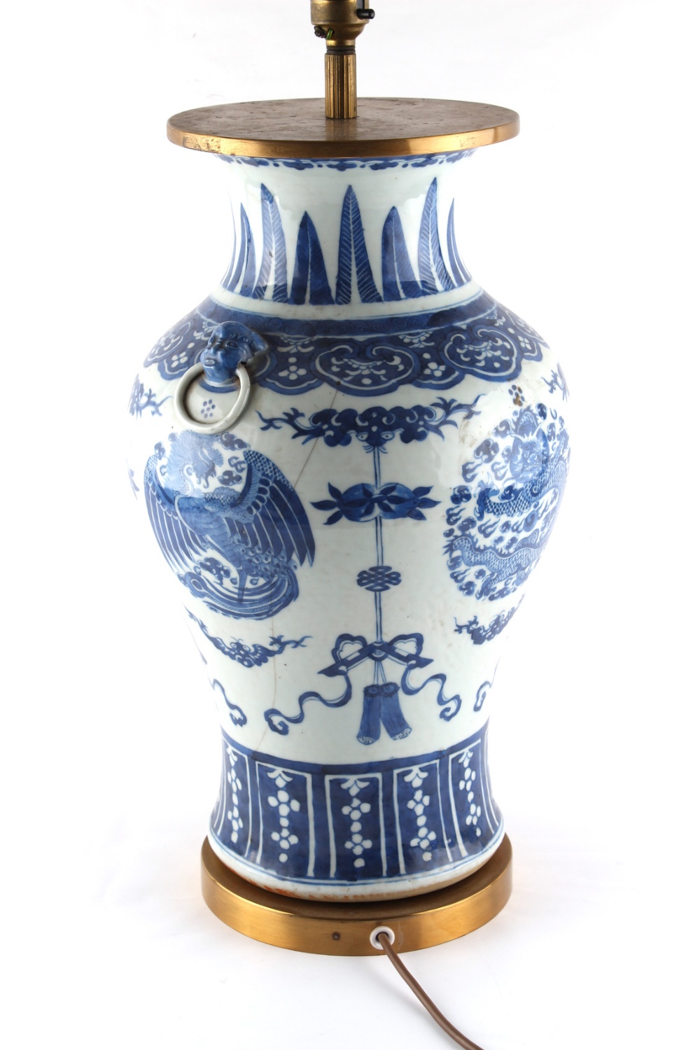 Property of a lady - a Chinese blue & white baluster vase, 19th century, decorated with dragon & - Image 2 of 5