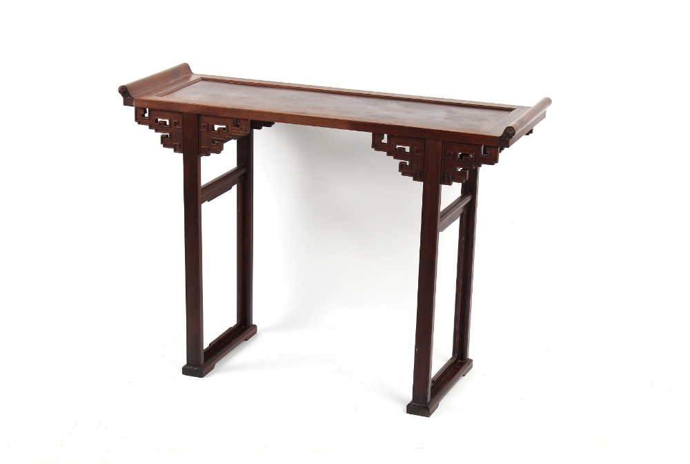 Property of a gentleman - a Chinese hardwood possibly huanghuali recessed-leg altar table, pingtou'