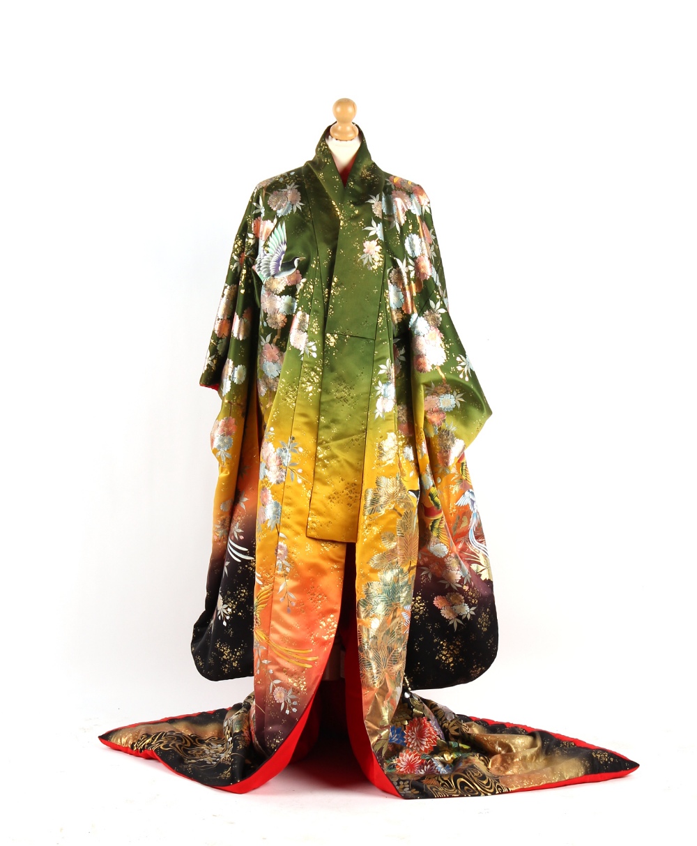 Property of a lady - a bright & colourful Japanese silk wedding kimono or robe. - Image 2 of 4