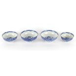 Property of a gentleman - a set of four early 20th century Japanese blue & white porcelain bowls,
